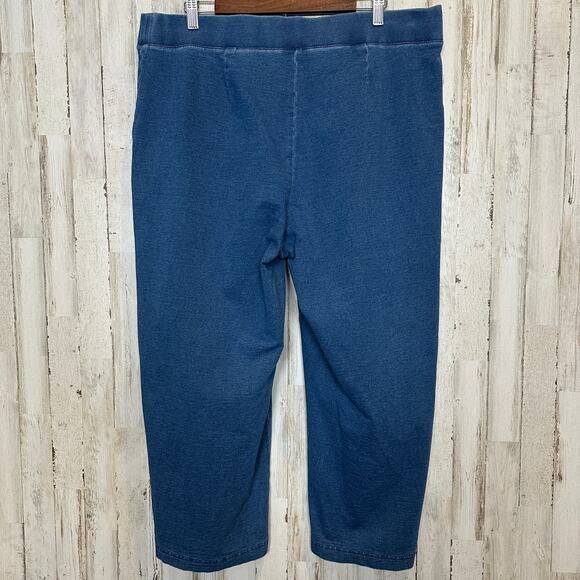 Pure J Jill Indigo Jeans XL Pull On Wide Leg Cropped Stretch Coastal Preppy VGUC - Picture 1 of 10